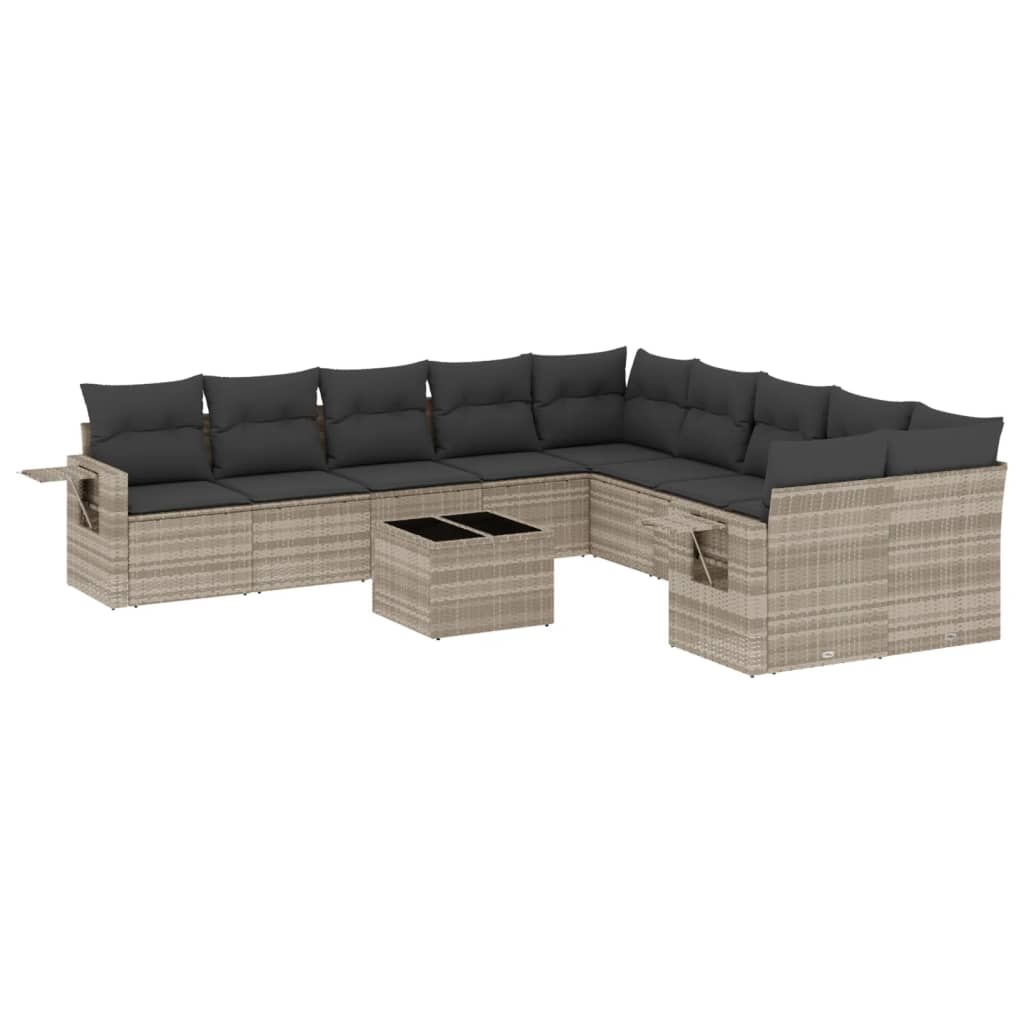Set Divani da Giardino 11 pz con Cuscini in Polyrattan Grigio 3253059