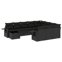 Set Divani da Giardino 11 pz con Cuscini in Polyrattan Nero