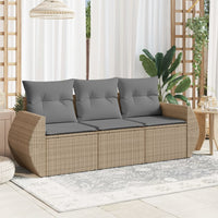 Set Divano da Giardino 3 pz con Cuscini-Sofa da Giardino-Divanetto da esterno Beige in Polyrattan 619308