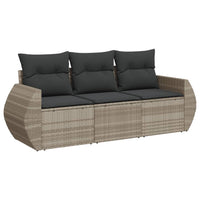 Set Divano da Giardino 3pz con Cuscini-Sofa da Giardino-Divanetto da esterno Grigio Chiaro Polyrattan 974242