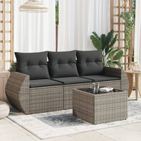 Set Divani da Giardino 4 pz con Cuscini in Polyrattan Grigio 3253407