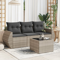 Set Divano da Giardino 4 pz con Cuscini-Sofa da Giardino-Divanetto da esterno Grigio Chiaro Polyrattan 232406