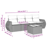 Set Divani da Giardino 5 pz con Cuscini in Polyrattan Nero
