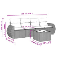 Set Divano da Giardino 5 pz con Cuscini Grigio in Polyrattancod mxl 91595