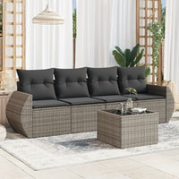 Set Divano da Giardino 5 pz con Cuscini-Sofa da Giardino-Divanetto da esterno Grigio in Polyrattan 858909