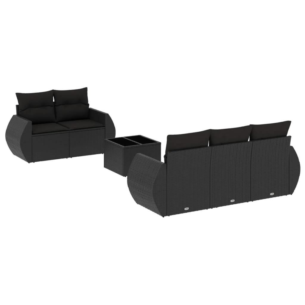 Set Divano da Giardino 6 pz con Cuscini Nero in Polyrattancod mxl 113287