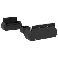 Set Divano da Giardino 6 pz con Cuscini Nero in Polyrattancod mxl 113287