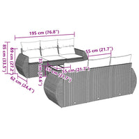 Set Divani da Giardino con Cuscini 7pz Nero Polyrattan