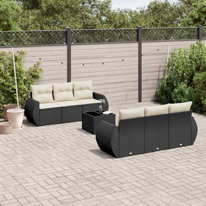 Set Divani da Giardino con Cuscini 7pz Nero Polyrattan 3253443