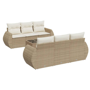 Set Divani da Giardino 7 pz con Cuscini Beige in Polyrattan 3253445