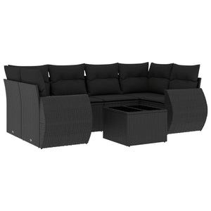 Set Divani da Giardino con Cuscini 7pz Nero Polyrattan 3253452