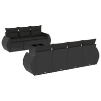 Set Divani da Giardino con Cuscini 8 pz Nero in Polyrattan