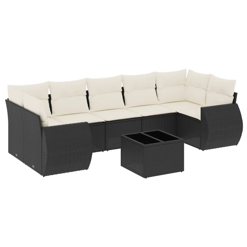 Set Divani da Giardino con Cuscini 8 pz Nero in Polyrattan 3253473