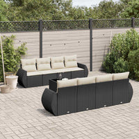 Set Divani da Giardino 9 pz con Cuscini Nero in Polyrattan