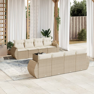 Set Divano da Giardino 9 pz con Cuscini Beige in Polyrattancod mxl 112403