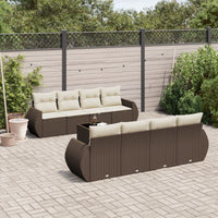 Set Divani da Giardino 9pz con Cuscini Marrone in Polyrattan 3253490