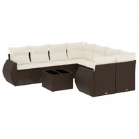 Set Divani da Giardino 9pz con Cuscini Marrone in Polyrattan 3253500