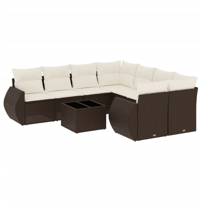 Set Divani da Giardino 9pz con Cuscini Marrone in Polyrattan 3253500