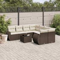 Set Divani da Giardino 9pz con Cuscini Marrone in Polyrattan 3253500