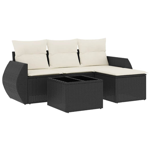 Set Divani da Giardino 5 pz con Cuscini in Polyrattan Nero 3253613
