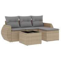 Set Divano da Giardino 5 pz con Cuscini-Sofa da Giardino-Divanetto da esterno Beige in Polyrattan 354418