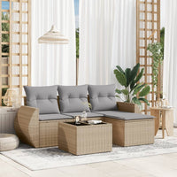 Set Divano da Giardino 5 pz con Cuscini-Sofa da Giardino-Divanetto da esterno Beige in Polyrattan 354418