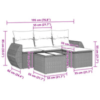 Set Divano da Giardino 5pz con Cuscini-Sofa da Giardino-Divanetto da esterno Grigio Chiaro Polyrattan 250257