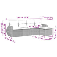 Set Divani da Giardino 5 pz con Cuscini in Polyrattan Nero