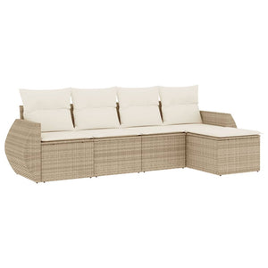 Set Divano da Giardino 5 pz con Cuscini Beige in Polyrattancod mxl 112791
