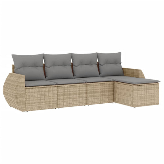 Set Divano da Giardino 5 pz con Cuscini Beige in Polyrattan 3253626