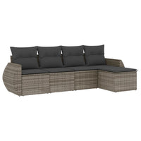 Set Divano da Giardino 5 pz con Cuscini Grigio in Polyrattan 3253627