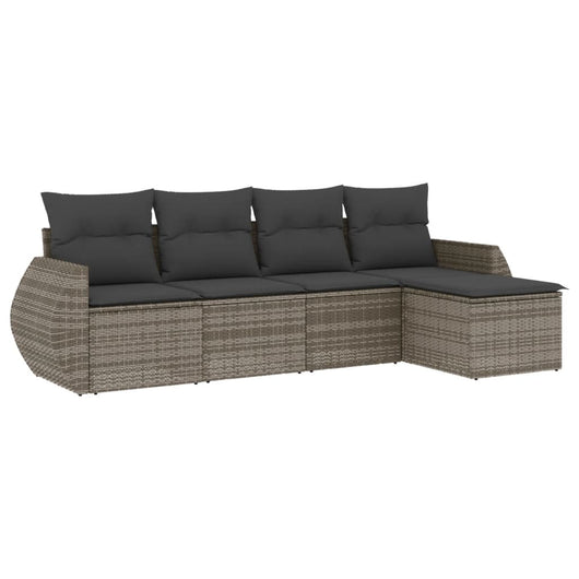 Set Divano da Giardino 5 pz con Cuscini Grigio in Polyrattan 3253627
