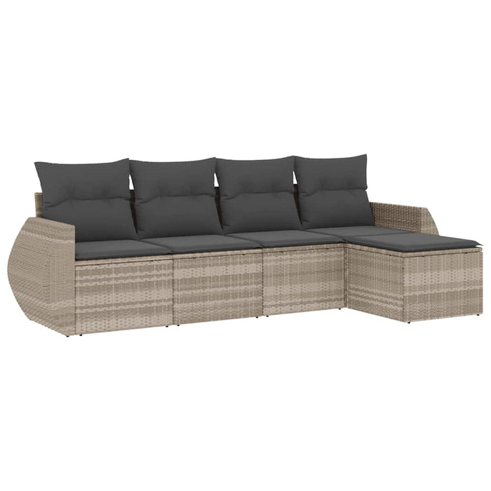 Set Divano da Giardino 5pz con Cuscini Grigio Chiaro Polyrattan 3253629