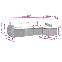 Set Divano da Giardino 5pz con Cuscini-Sofa da Giardino-Divanetto da esterno Grigio Chiaro Polyrattan 576911