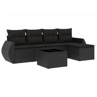 Set Divano da Giardino 6 pz con Cuscini Nero in Polyrattancod mxl 88808