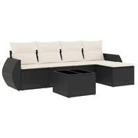 Set Divano da Giardino 6 pz con Cuscini Nero in Polyrattancod mxl 112792