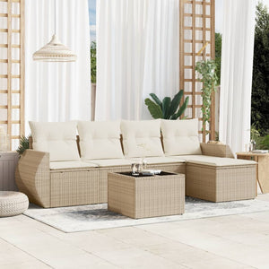 Set Divano da Giardino 6 pz con Cuscini Beige in Polyrattan 3253635