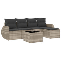 Set Divano da Giardino 6pz con Cuscini Grigio Chiaro Polyrattan