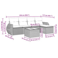 Set Divano da Giardino 6pz con Cuscini Grigio Chiaro Polyrattan 3253639