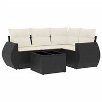 Set Divani da Giardino 5 pz con Cuscini in Polyrattan Nero 3253653