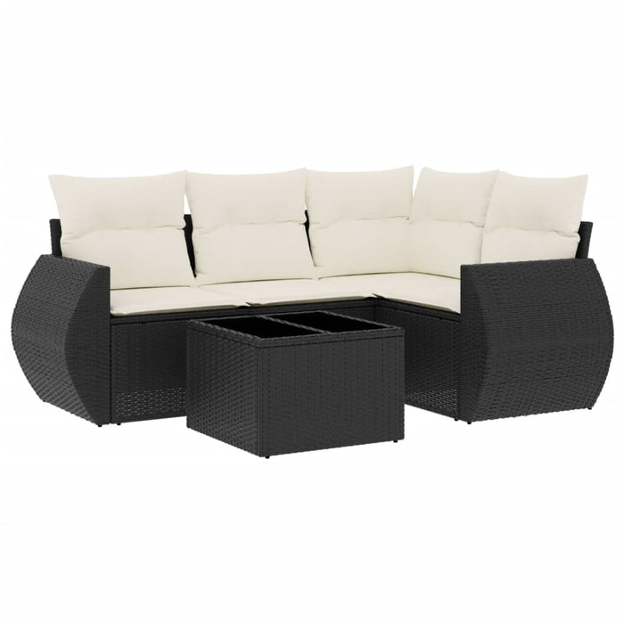 Set Divani da Giardino 5 pz con Cuscini in Polyrattan Nero 3253653
