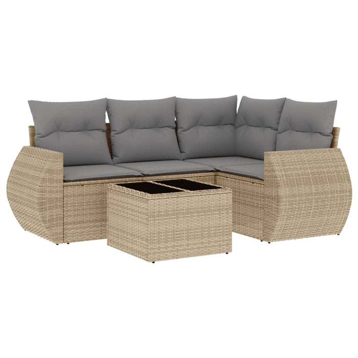 Set Divano da Giardino 5 pz con Cuscini Beige in Polyrattan 3253656