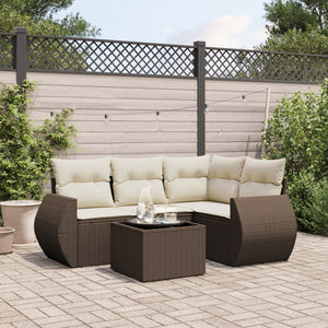 Set Divano da Giardino 5 pz con Cuscini Marrone in Polyrattan 3253660