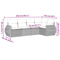 Set Divani da Giardino 5 pz con Cuscini in Polyrattan Nero 3253662
