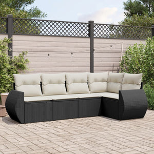 Set Divani da Giardino 5 pz con Cuscini in Polyrattan Nero 3253663