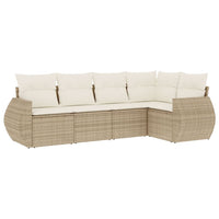 Set Divano da Giardino 5 pz con Cuscini Beige in Polyrattan 3253665