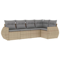 Set Divano da Giardino 5 pz con Cuscini Beige in Polyrattan 3253666