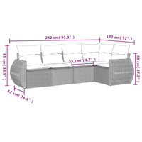 Set Divano da Giardino 5 pz con Cuscini Grigio in Polyrattan 3253667