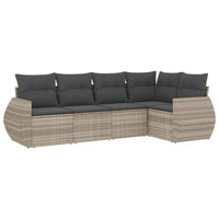 Set Divano da Giardino 5pz con Cuscini-Sofa da Giardino-Divanetto da esterno Grigio Chiaro Polyrattan 430985