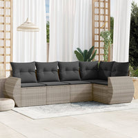 Set Divano da Giardino 5pz con Cuscini-Sofa da Giardino-Divanetto da esterno Grigio Chiaro Polyrattan 430985